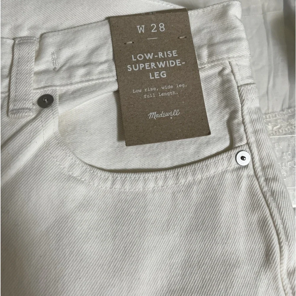 Madewell Womens Low Rise Super Wide Leg Jeans Size 28 Tile White Rigid Denim NWT